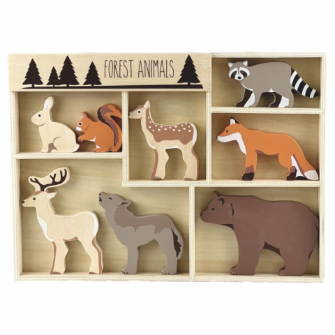 Jucarii copii 2-3 ani - 8 animale de padure din lemn, Egmont Toys, 3 ani+