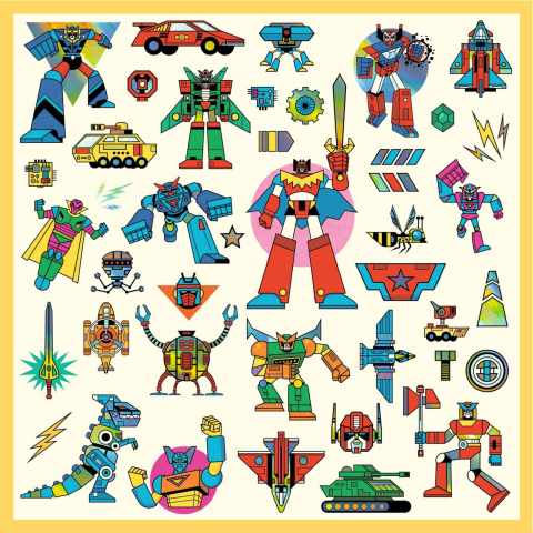 Abtibilduri metalice Djeco Roboti, 4 - 7 ani [4]