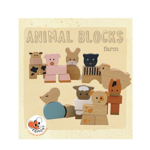 Cuburi din lemn - Animale din cuburi de lemn, Egmont toys, 0-1 ani +