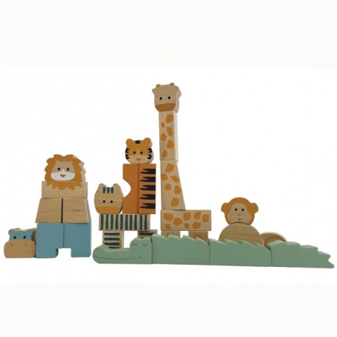 Animalele junglei din cuburi de lemn natur, Egmont toys, 0-1 ani + [1]