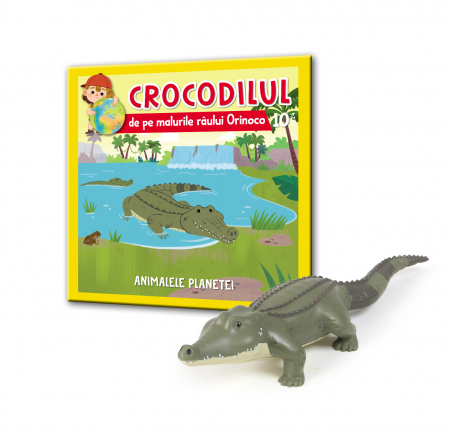 Figurine animale salbatice - Animalele Planetei Nr.10 - Crocodilul de pe malurile raului Orinoco, RBA, 18 luni+