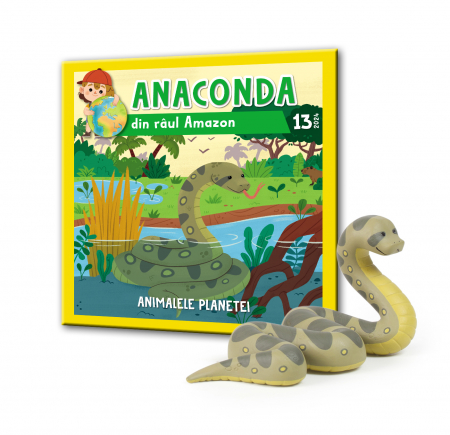 Figurine animale salbatice - Animalele Planetei Nr.13 - Anaconda din raul Amazon, RBA, 18 luni+