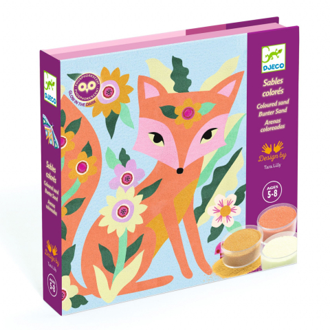 Jucarii copii 8-9 ani - Atelier creativ cu nisip fluorescent, Animale luminoase, Djeco, 4-5 ani +