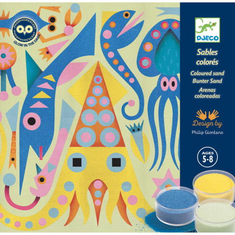 Atelier creativ cu nisip fluorescent, Luminile din ocean, Djeco, 6-7 ani + [1]