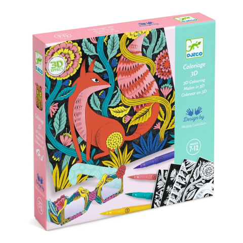 Vârsta - Atelier de colorat 3D Djeco, Fantezie in padure, 6-7 ani +