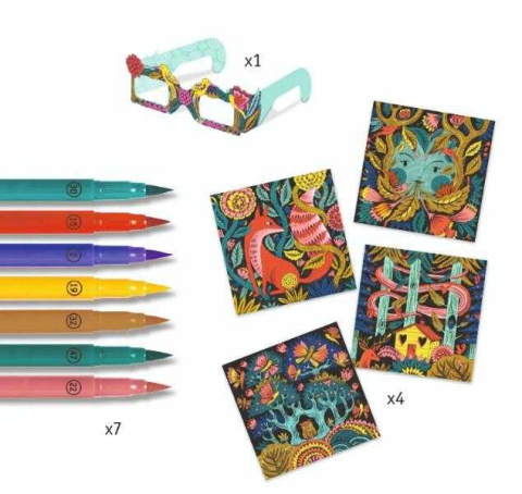 Atelier de colorat 3D Djeco, Fantezie in padure, 6-7 ani + [1]