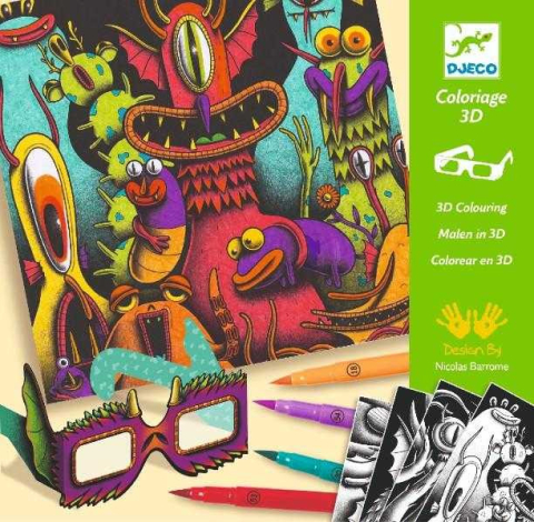 Atelier de colorat 3D Djeco, Monstruleti simpatici, 6-7 ani + [0]