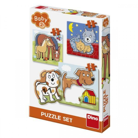Jucarii baieti - Baby puzzle - Animalute jucause (3-5 piese), Dino, 2-3 ani +