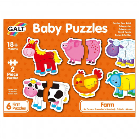 Jucarii baieti - Baby Puzzle: Ferma (2 piese), Galt, 1-2 ani +