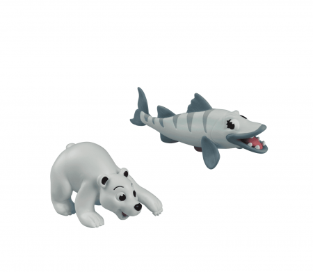 Animale marine - Baracuda Beba (tatal) + puiul de urs polar Pupi, DeAgostini, 2-3 ani +