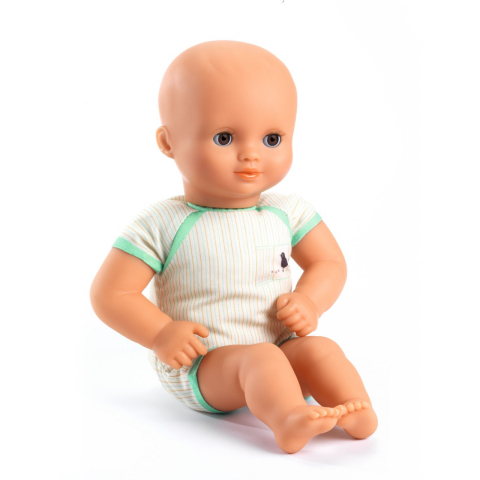 Jucarii copii 1-2 ani - Bebelus cu body verde, Djeco, 0-1 ani +