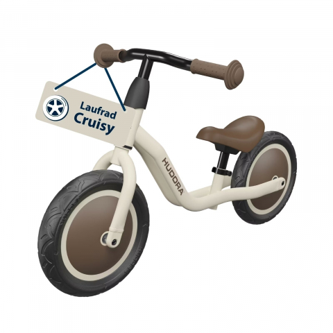 Vârsta - Bicicletă fără Pedale Hudora Cruisy, 18 luni+, culoare Mocha - Primii Pași Siguri și Stilați