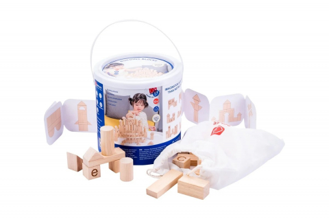 Blocuri de construit, culoarea naturală a lemnului 84 piese, +12 luni [2]