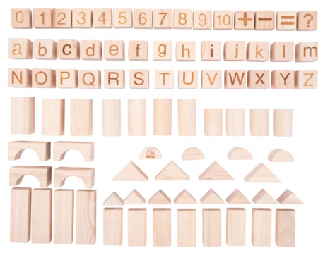 Blocuri de construit, culoarea naturală a lemnului 84 piese, +12 luni [1]