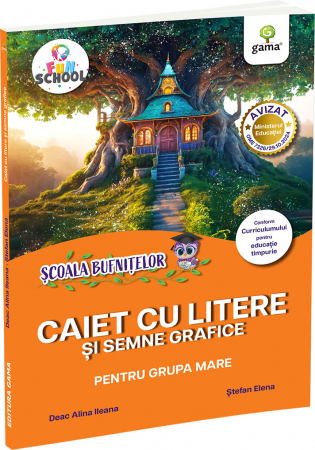 Caiet cu litere și semne grafice pentru grupa mare