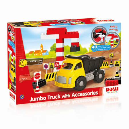 Seturi de construit - Camion si cuburi de construit - 40 piese, DOLU, 2-3 ani +