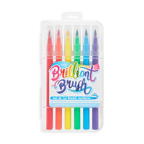 Gradinita si scoala - Carioci cu pensula Brilliant Brush, set de 12
