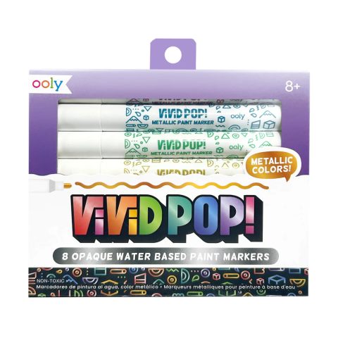 Gradinita si scoala - Carioci cu vopsea Vivid Pop! - set de 8, metalic