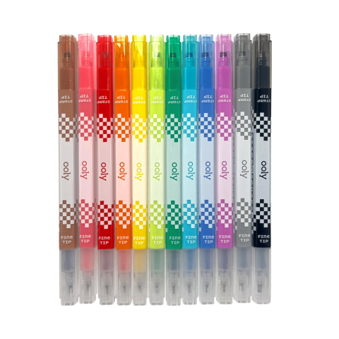 Carioci duble cu stampila patrata si varf subtire - set de 12 [2]