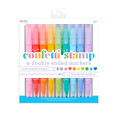 Gradinita si scoala - Carioci duble cu stampile Confetti Stamp - set de 9