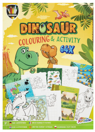 Jucarii si jocuri copii - Carte de colorat cu activitati - Dinozaur