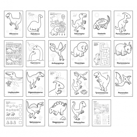 Carte de colorat cu activitati in limba engleza si abtibilduri Dinozaur DINOSAUR, Orchard Toys, 2-3 ani + [2]