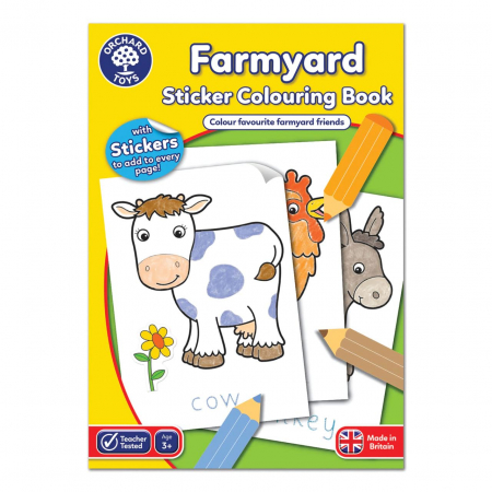 Carte de colorat cu activitati in limba engleza si abtibilduri Ferma FARMYARD, Orchard Toys, 2-3 ani + [1]