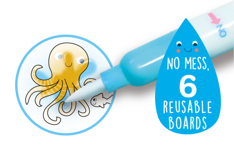 Carte de pictat cu apa, stickere si jocuri, portabila - Subacvatic [2]