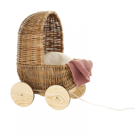 Jucarii copii 2-3 ani - Carucior retro din rachita pentru papusi, Egmont Toys, 3 ani+