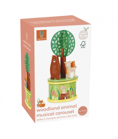 Jucarii copii 0-1 ani - Carusel muzical cu animale de padure, Orange Tree Toys, 0 luni+