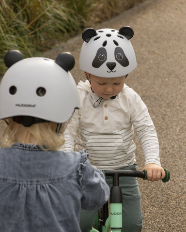 Cască protectie pentru copii Hudora Panda, crem/negru, mărimea 44-47 cm [5]