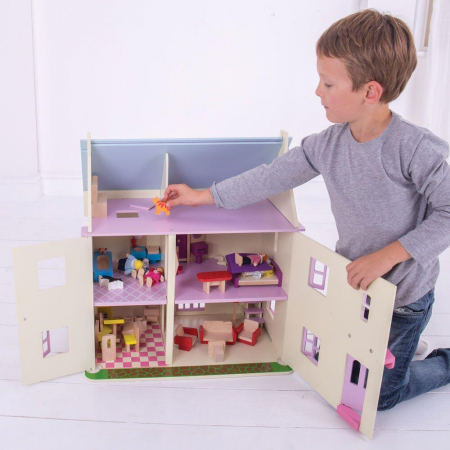 Casuta din lemn pentru papusi - Rose, BIGJIGS Toys, 2-3 ani + [1]