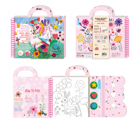 Cea mai mare Carte de pictat cu apa, sabloane, stampile si jocuri, portabila - Gradina fantastica si animale [2]