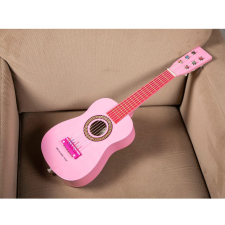 Chitara roz din lemn, New Classic Toys, 2-3 ani + [6]