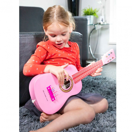 Chitara roz din lemn, New Classic Toys, 2-3 ani + [2]