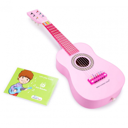 Chitara roz din lemn, New Classic Toys, 2-3 ani + [3]