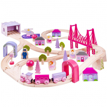 Masinute si trenulete - Circuit - Oraselul zanelor (75 piese), BIGJIGS Toys, 2-3 ani +