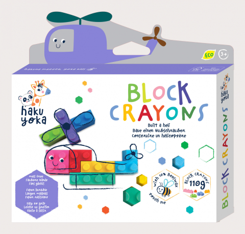 Jocuri creative - Creioane cerate interconectabile Block Crayons - Elicopter, Haku Yoka
