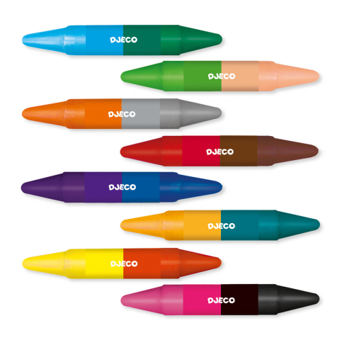 Creioane de colorat duble Djeco, 2-3 ani + [1]