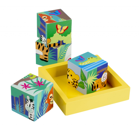 Cuburi cu animale din jungla, Orange Tree Toys, 1 - 3 ani [3]