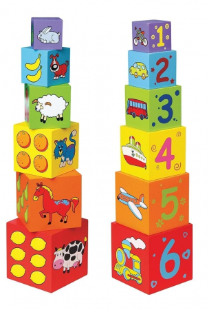Cuburi de lemn, New Classic Toys, 2-3 ani + [1]