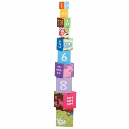 Cuburi din lemn de stivuit, Ferma, BIGJIGS Toys, 1-2 ani + [1]