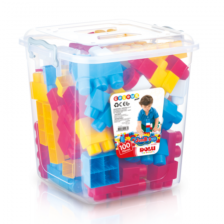 Jucarii si jocuri copii - Cuburi mari de construit in cutie - 100 piese