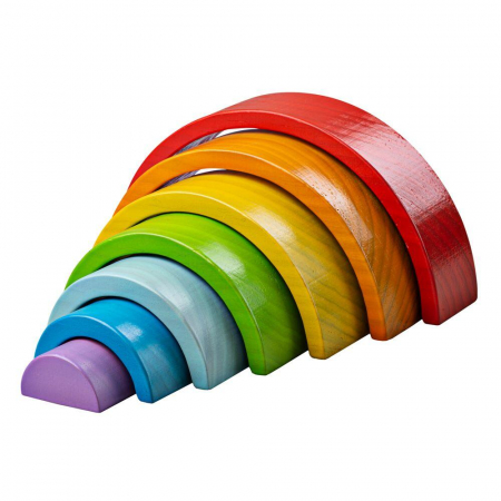 Jucarii baieti - Curcubeu din lemn (7 piese), BIGJIGS Toys, 2-3 ani +