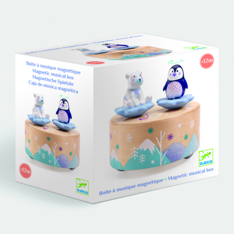 Jocuri cu magneti - Cutie muzicala magnetica Djeco, Dansul pinguinului cu ursuletul