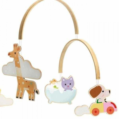 Decoratie mobil lemn, animalute, Djeco, 0-1 ani + [1]
