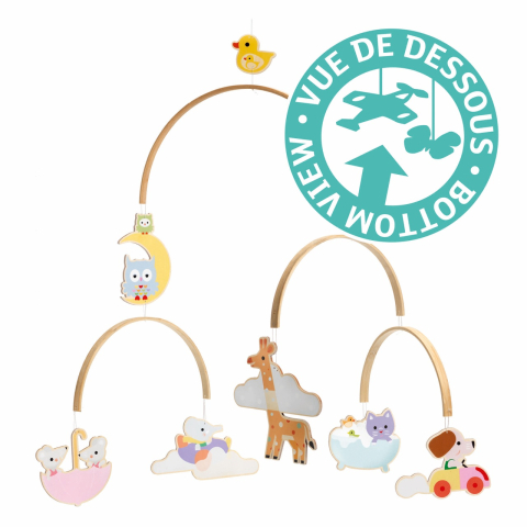 Decoratie mobil lemn, animalute, Djeco, 0-1 ani + [4]