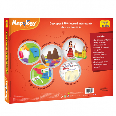 Descopera Romania - Harta Puzzle 3D ,70+ Activitati despre Relief, Cultura si Patrimoniul tarii, +5 ani [6]