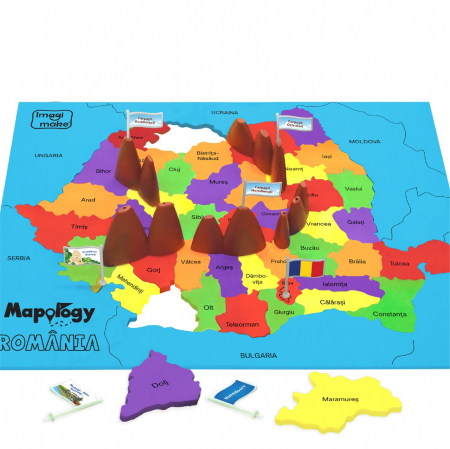 Descopera Romania - Harta Puzzle 3D ,70+ Activitati despre Relief, Cultura si Patrimoniul tarii, +5 ani [1]