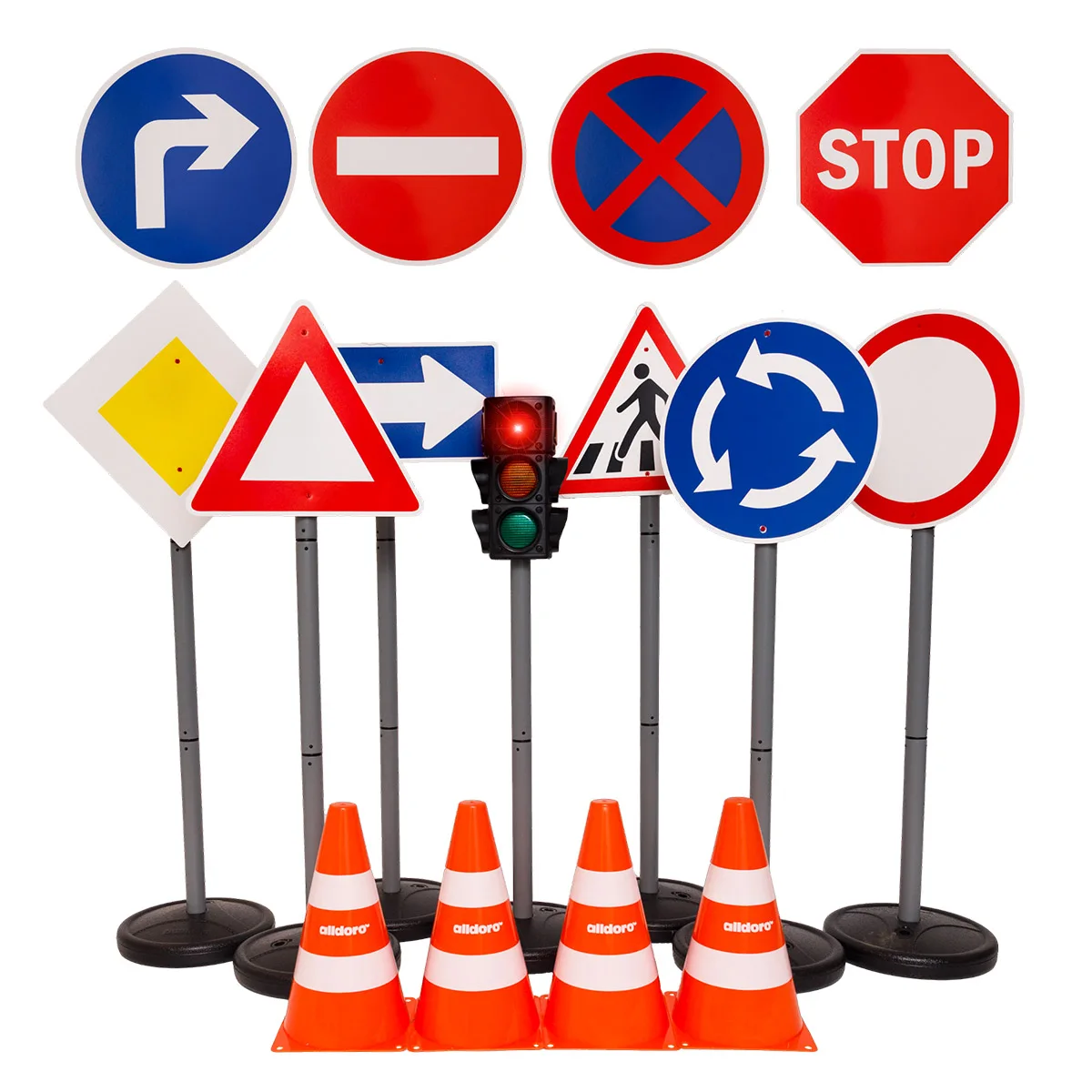 Educatie rutieră, set 10 indicatoare XXL conuri si semafor [1]